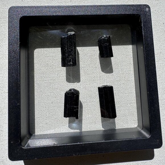 Black Tourmaline Crystals Lot in Display Case - 13 grams - Picture 1 of 4